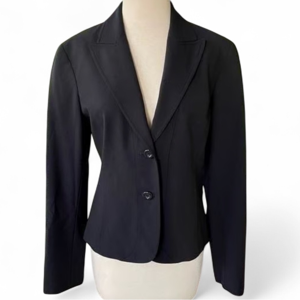Lafayette 148 Women's Black wool Blazer single two button front Sz 8